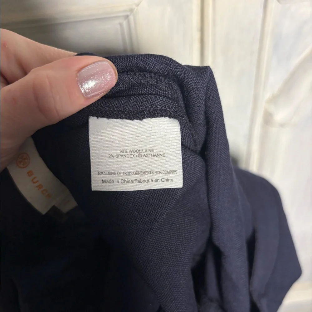 Tory Burch Navy Vania Wool Side Zip Slim Dress Pants Office Quiet Luxury Classic